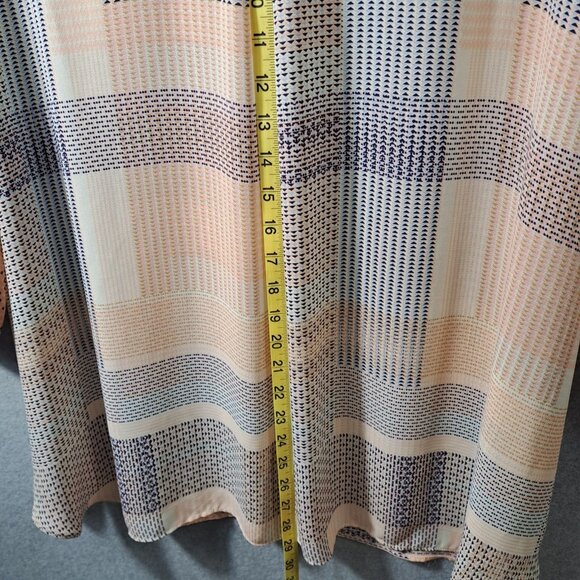 Rose+Olive Women 3X Plus Size Blouse Button 3/4 Sleeve Geometric Poly Peach Blue - Picture 6 of 16